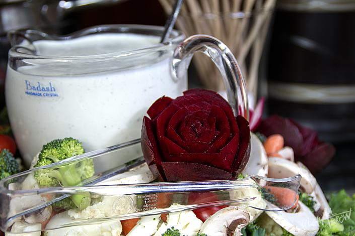 veggie tray with a beet rose